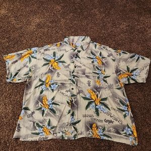 Chicago White Sox Hawaiian Shirt Mens 2XL Beige Casual Floral Colorful Camp